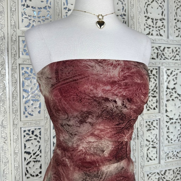 Y2K Hot Papaya Clothing Strapless Asymmetric Mesh Ruched Fitted Dress Sz Small - Picture 4 of 7